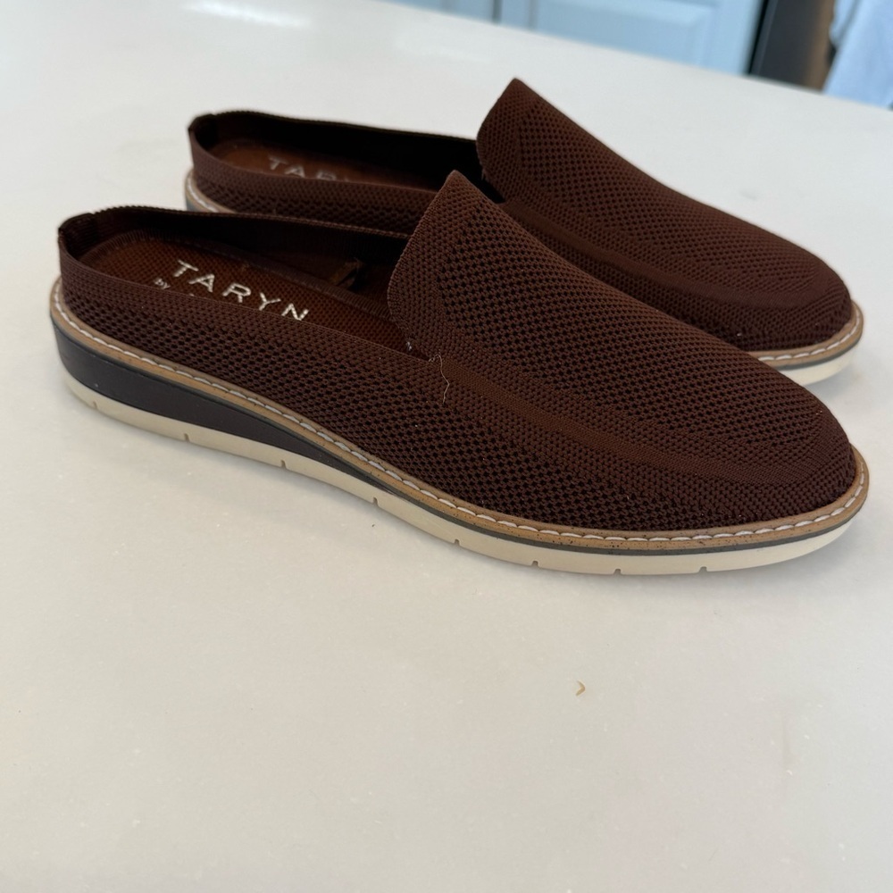 Taryn Rose Shoes Wm 7.5 Laley Brown Knit Slip On Loafer Comfort Wedge - Picture 6 of 10